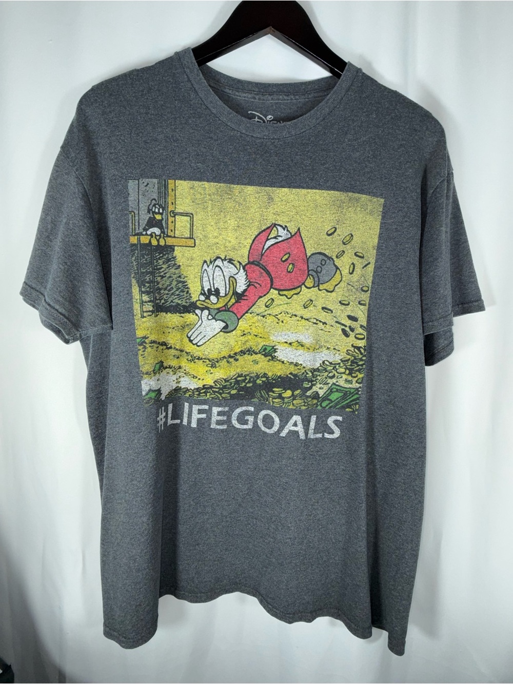 Disney Ducktales Men’s XL Scrooge McDuck #Life Goals Short Sleeve Graphic Tee